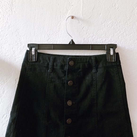 Black Denim Button Through Mini Skirt - Picture 2 of 3